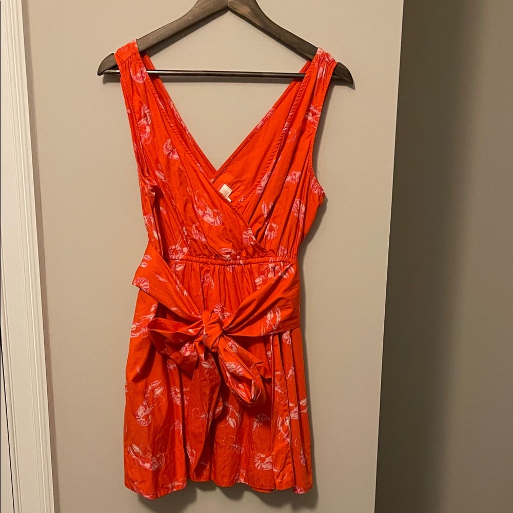 Anthropologie Vibrant Orange Dress with Pink Accents